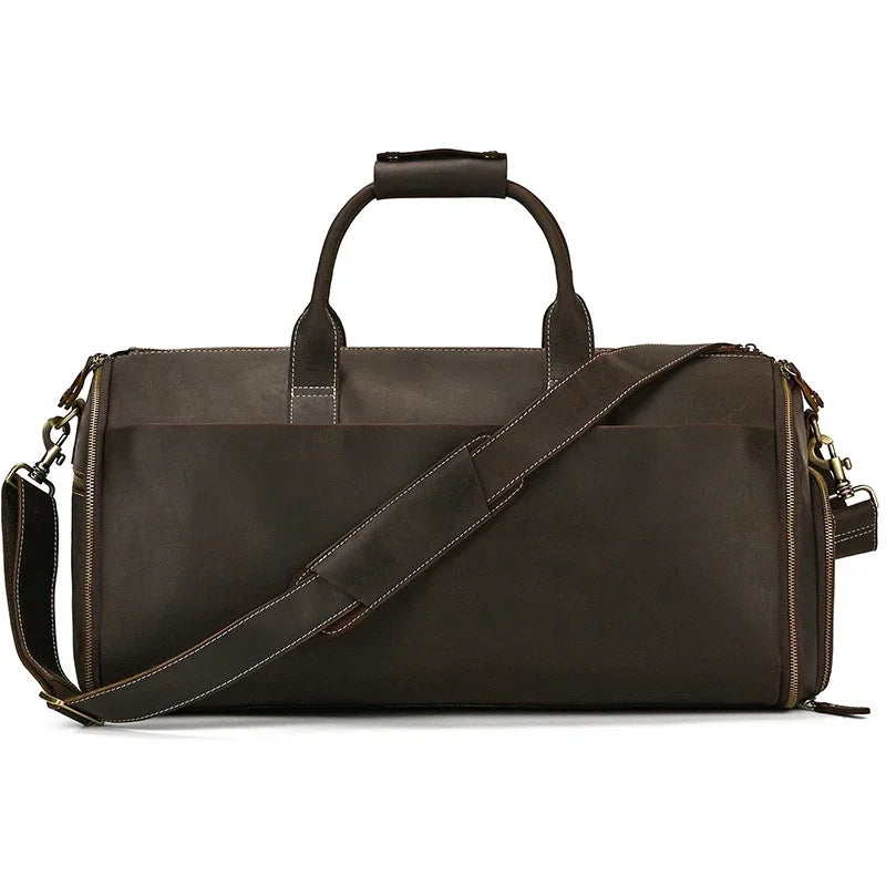 Newsbirds Leather Suit Bag For Men Travel Man Folding Suit Bag Luggage Duffel Bag For Suits Jacket Shoes Weekend Bag Men Male